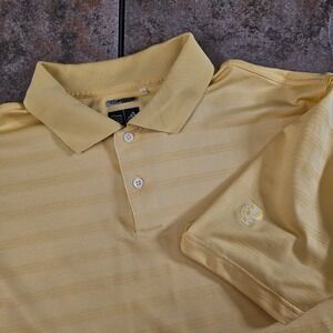 Adidas ClimaCool Yellow Striped Golf Polo Shirt Mens XL